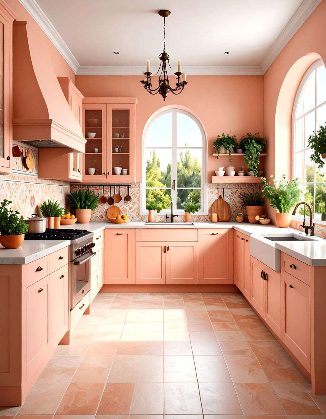 Peachy Pink Kitchen Mediterranean Warmth - 20 Pink Kitchen Ideas