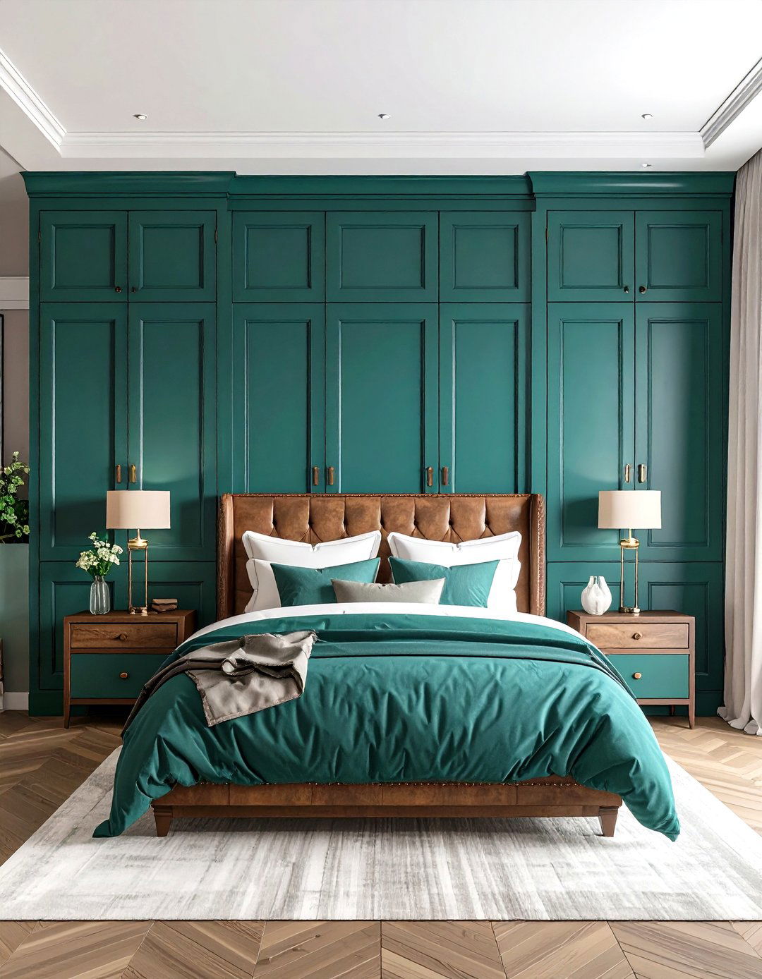 Peacock Green Paneled Wardrobe Continuity - 20 Green Panelling Bedroom Ideas