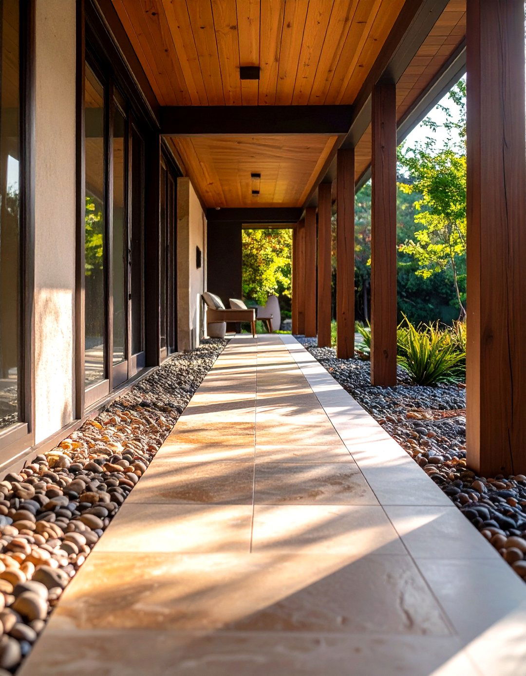 Pebble Border Detailing - 20 Stone Porch Ideas