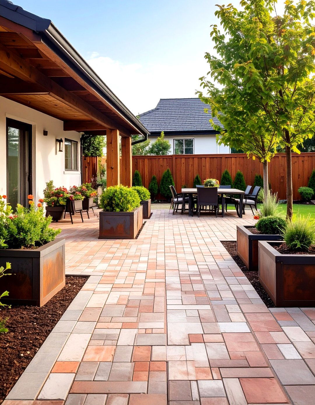 Pebble Embedded Porcelain Patio Tile Surface - 20 patio tile ideas