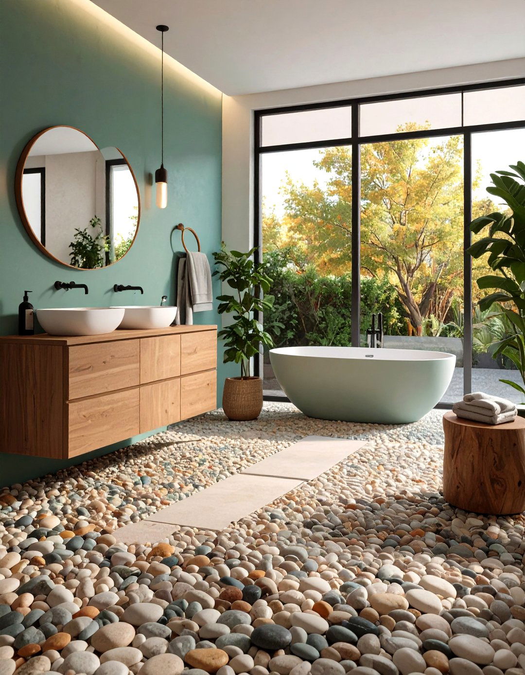 Pebble Flooring - 20 Small Bathroom Flooring Ideas
