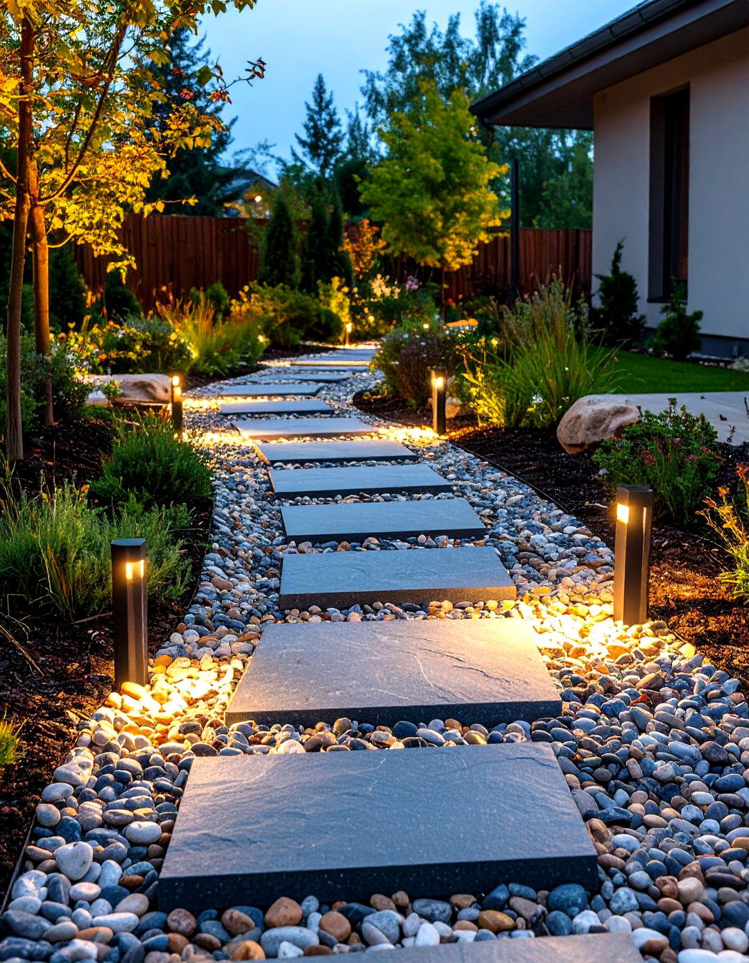 Pebble Infilled Granite Slab Mosaic - 20 Granite Walkway Ideas