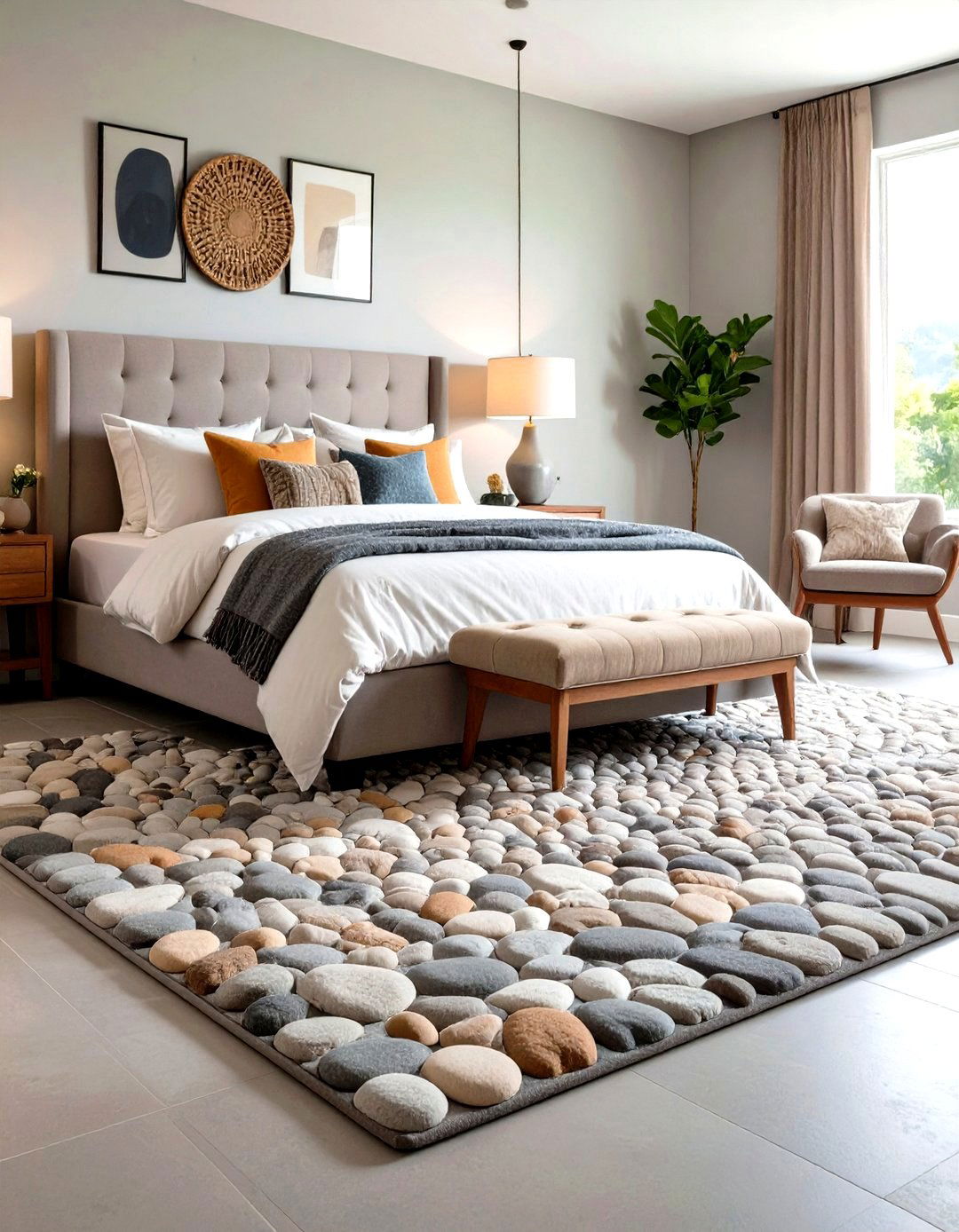 Pebble Mimic Rug Underfoot - 20 Forest Themed Bedroom Ideas