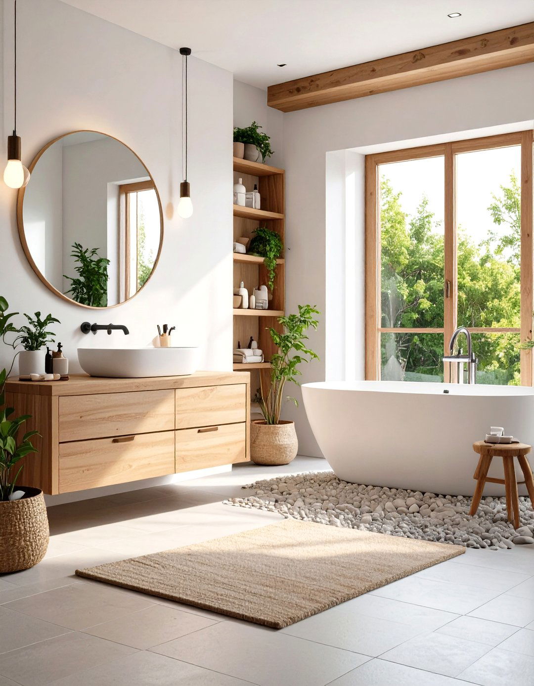 Pebble Tile Scandinavian Minimalist Bathroom Approach - 20 Pebble Tile Bathroom Ideas
