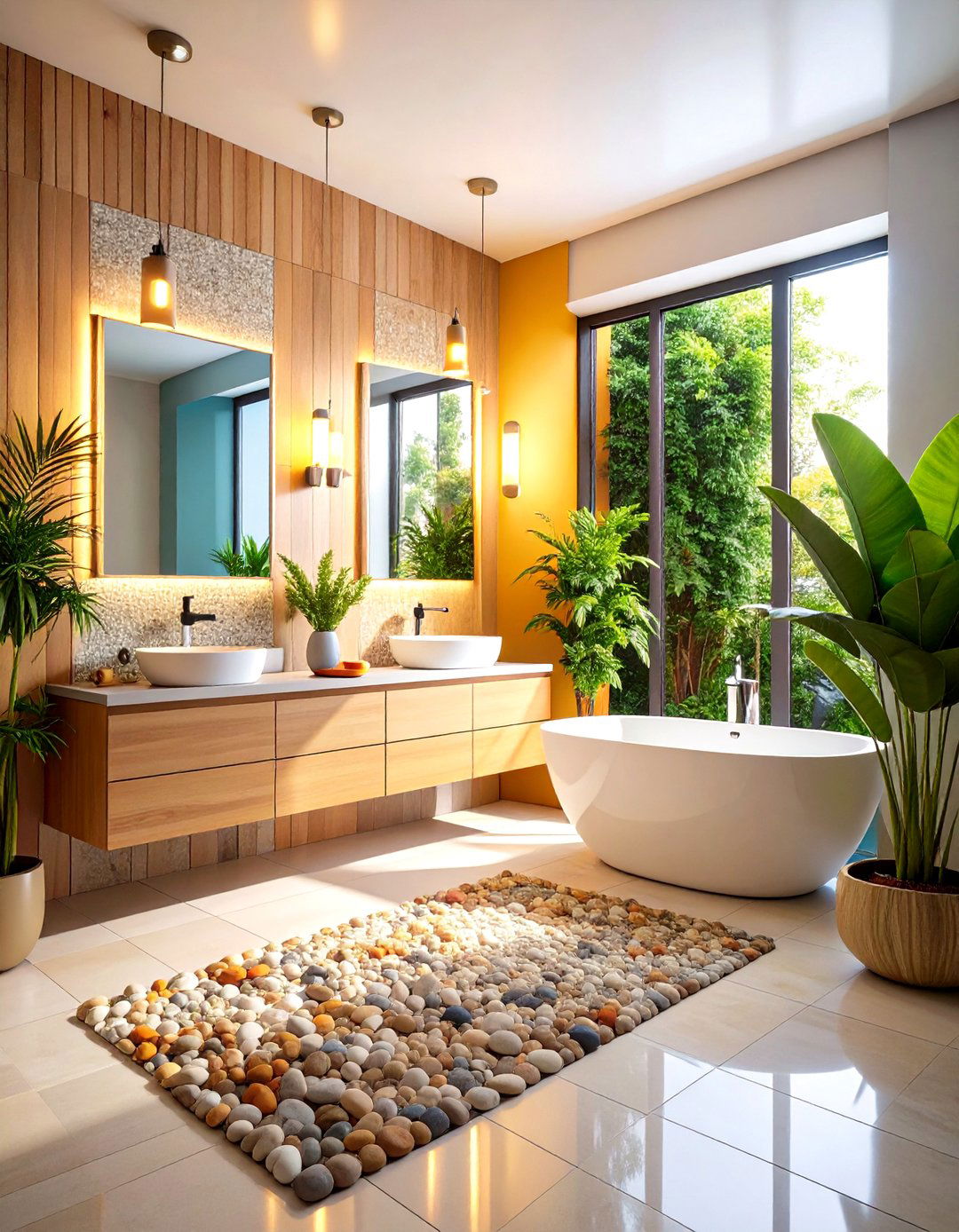 Pebble Tile Small Bathroom Space Maximizing Design - 20 Pebble Tile Bathroom Ideas