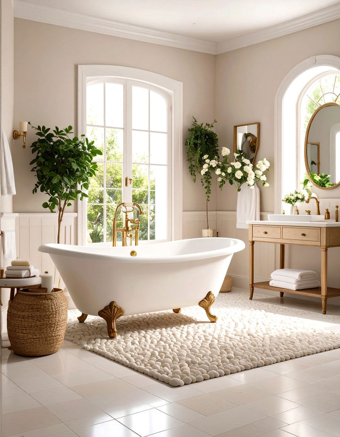 Pebble Tile Vintage Inspired Bathroom Charm - 20 Pebble Tile Bathroom Ideas