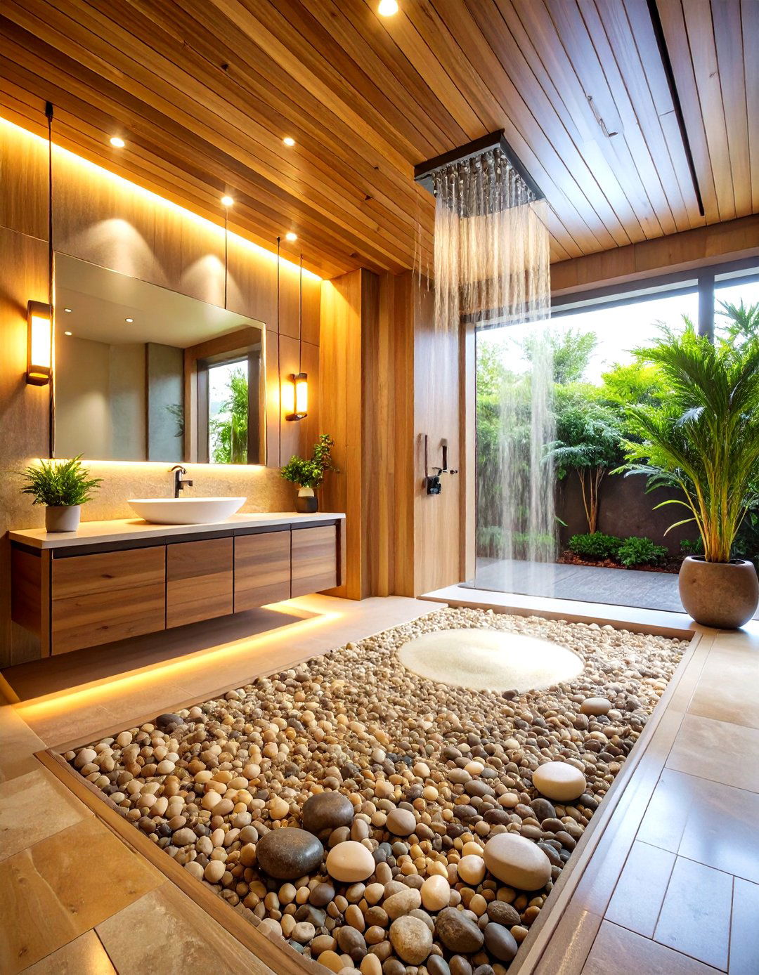 Pebble Tile Zen Spa Shower Floor - 20 Pebble Tile Bathroom Ideas