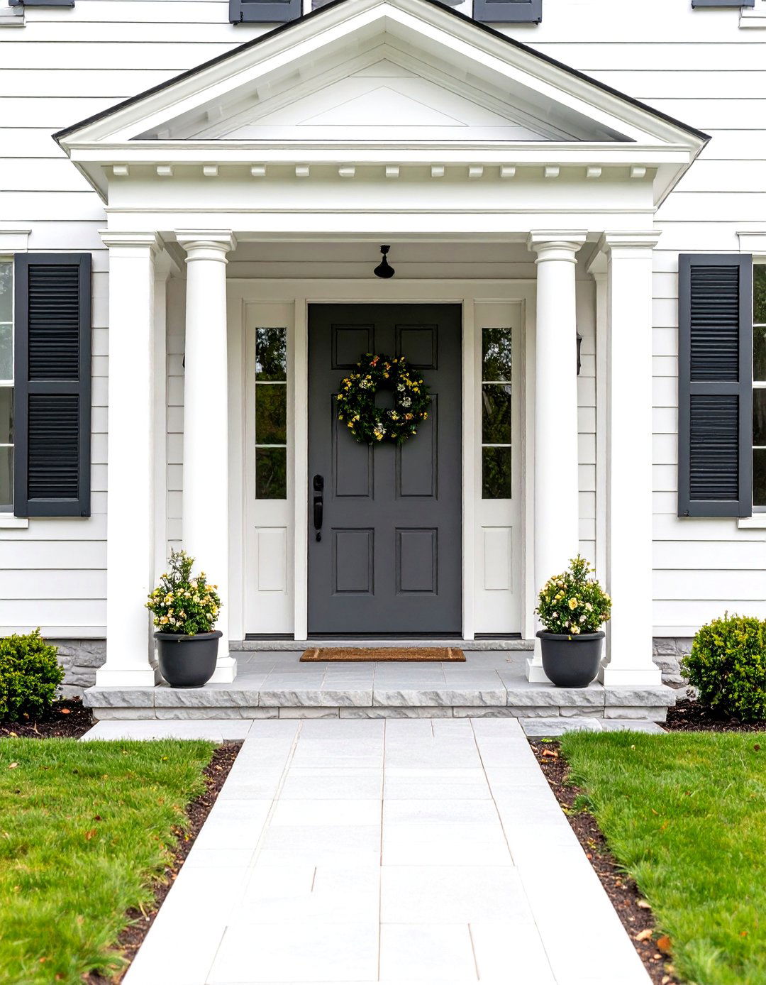 Pediment and Pilaster Door Trim for Grand Presence - 20 Door Trim Ideas