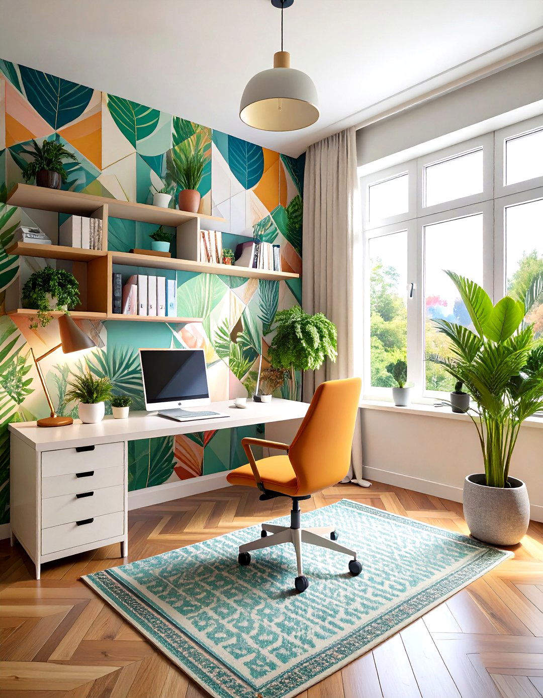 Peel and Stick Feature Wall for Instant Home Office Flair - 20 Home Office Decor Ideas