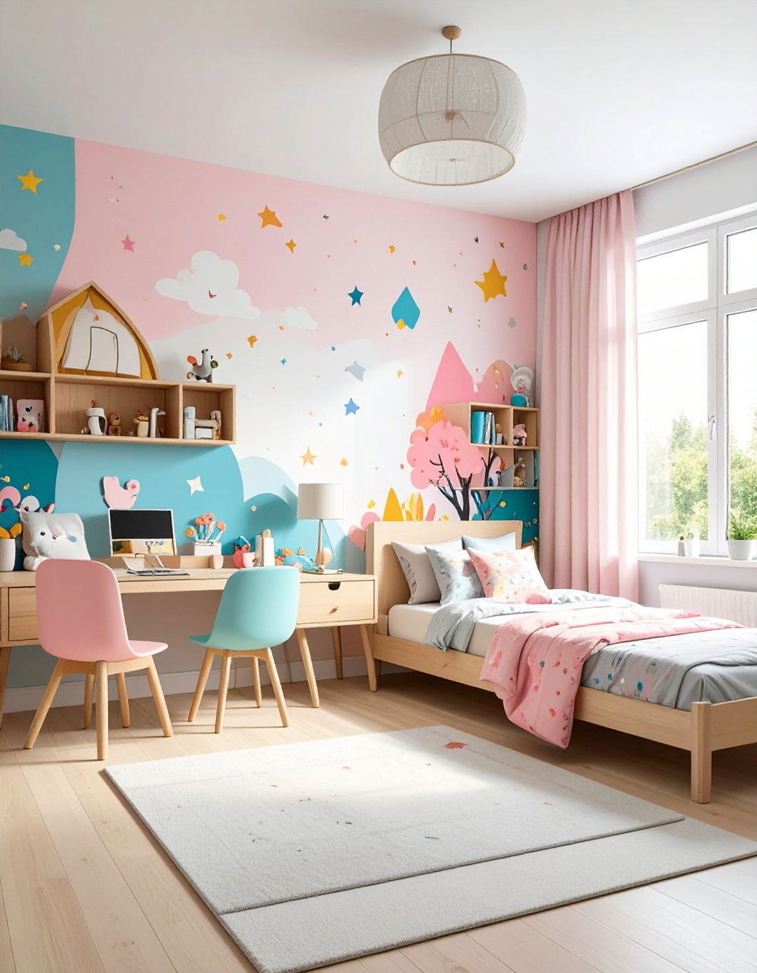 Peel and Stick Feature Wall - 20 Girl Room Ideas for 10-year-olds
