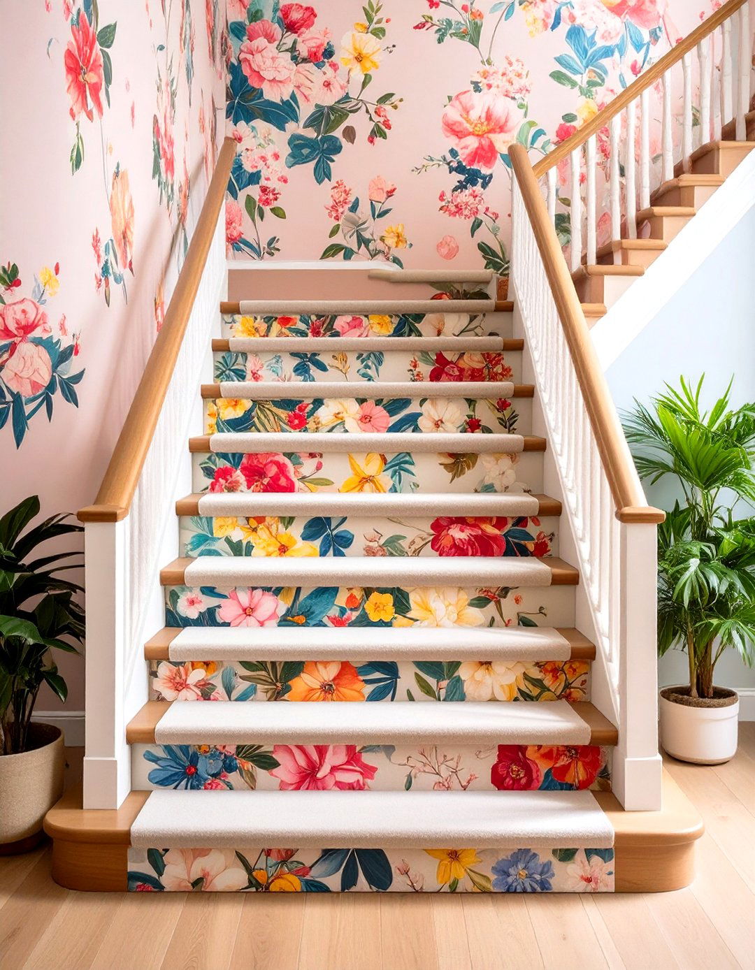 Peel and Stick Wallpaper - 20 Stair Riser Ideas
