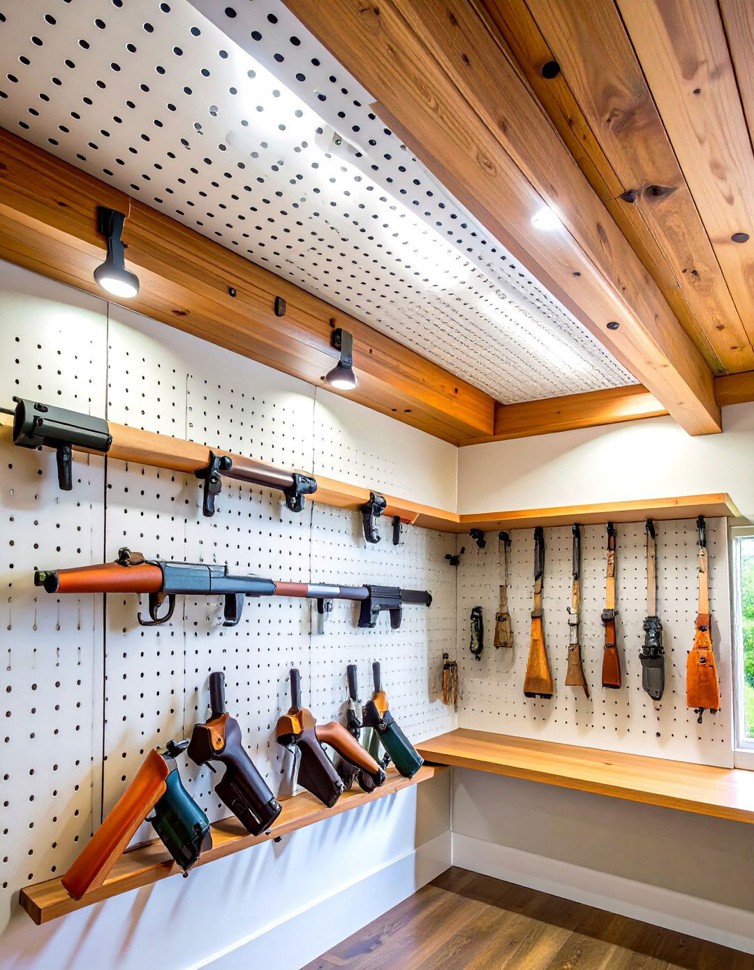 Pegboard Ceilings Corral Hunting Accessories - 20 Gun Room Ideas