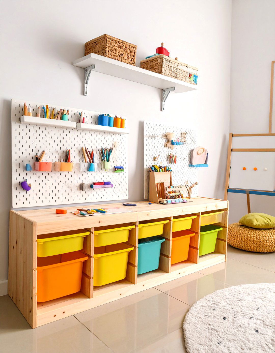 Pegboard Childrens Playroom Learning Station - 20 Pegboard Ideas