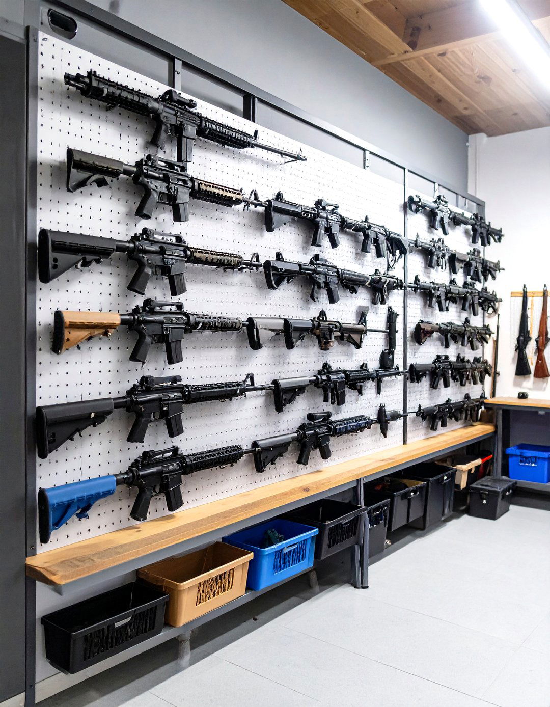 Pegboard Gun Wall for Effortless Reconfiguration - 20 Gun Wall Ideas