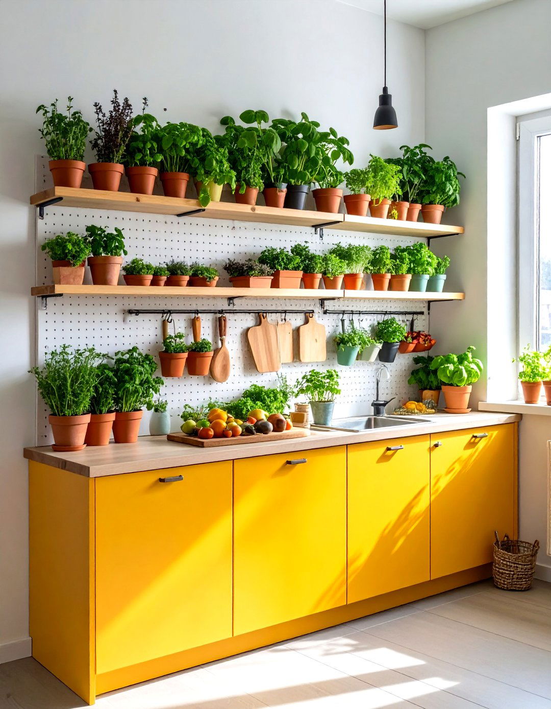Pegboard Herb Garden Kitchen Ecosystem - 20 Pegboard Ideas