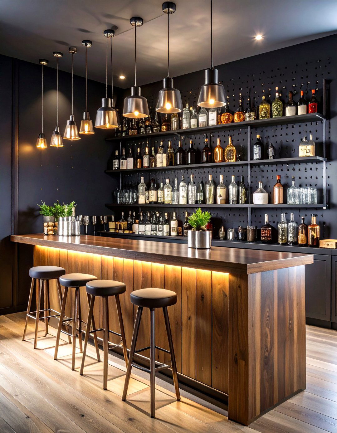 Pegboard Home Bar Entertainment Station - 20 Pegboard Ideas