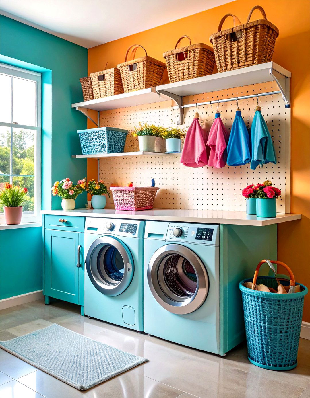 Pegboard Laundry Room Efficiency Center - 20 Pegboard Ideas