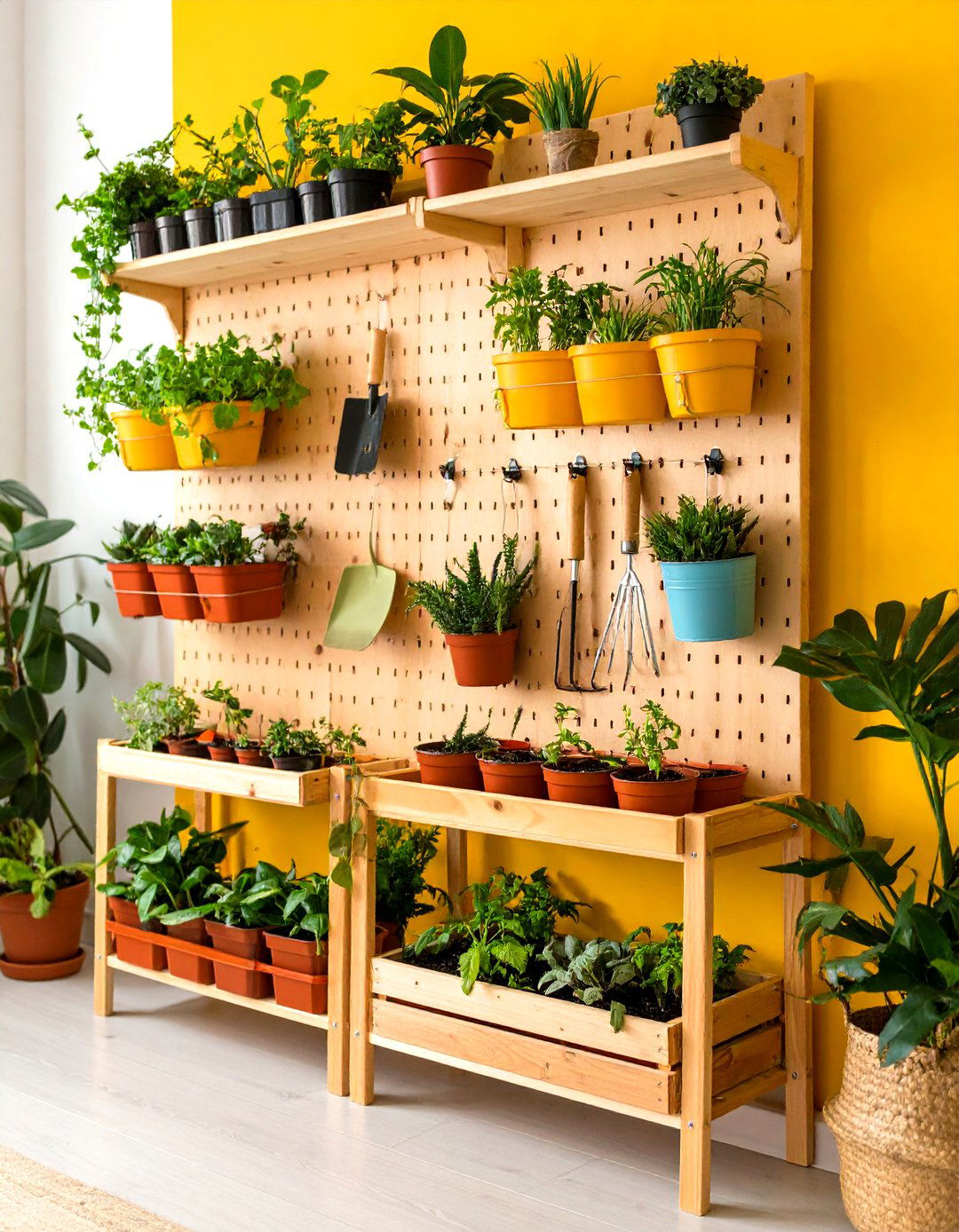 Pegboard Plant Display Living Wall - 20 Pegboard Ideas