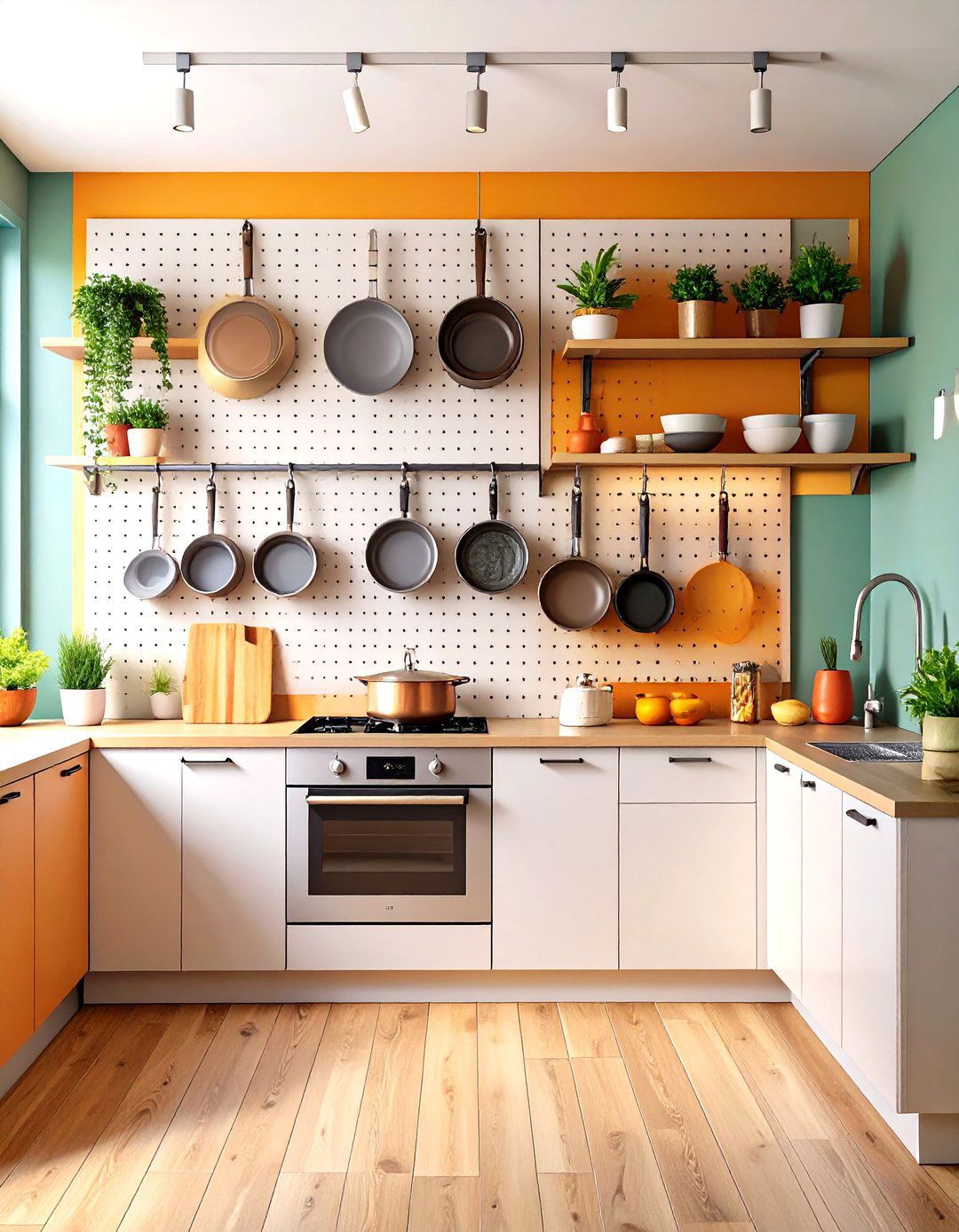 Pegboard Pots and Pans Storage Display - 20 Pots and Pans Storage Ideas