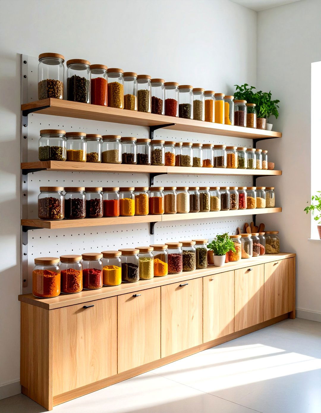 Pegboard Spice Collection Culinary Library - 20 Pegboard Ideas