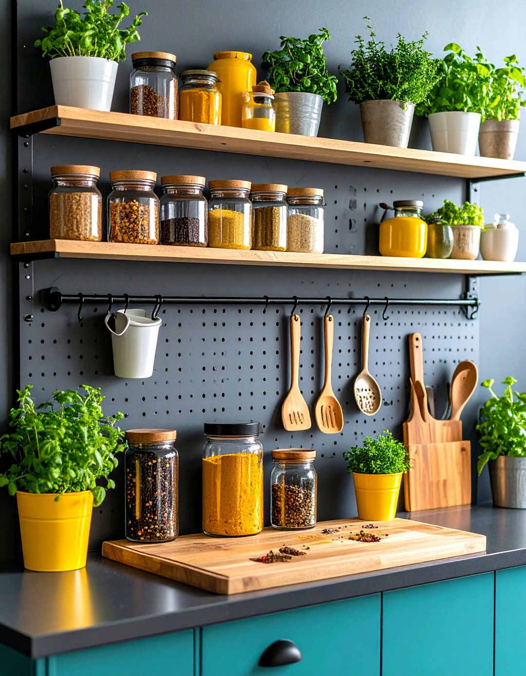 Pegboard Spice Wall - 20 Spice Rack Ideas