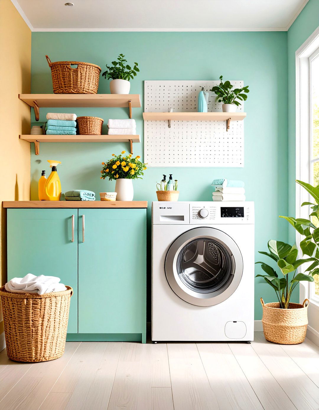 Pegboard Wall Organizer - 20 Small Laundry Room Ideas With a Top Load Washing Machine