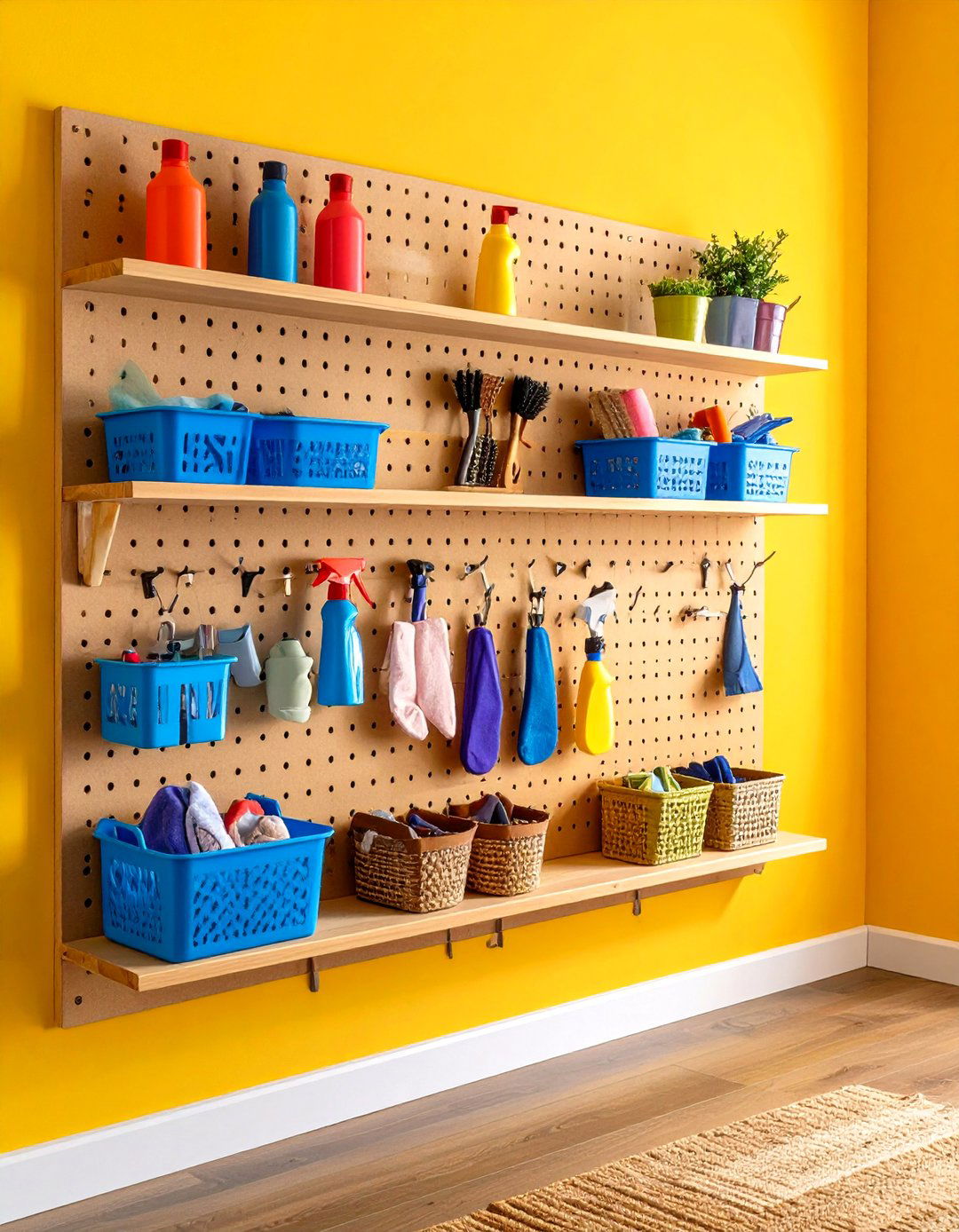 Pegboard Wall Organizes Garage Laundry Tools - 20 Garage Laundry Room Ideas