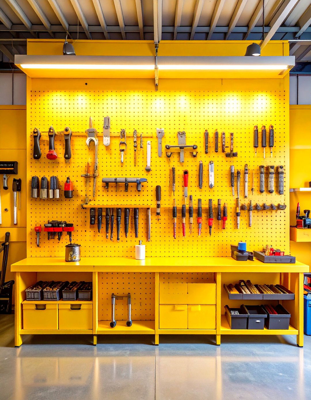 Pegboard Workshop Tool Organization Station - 20 Pegboard Ideas