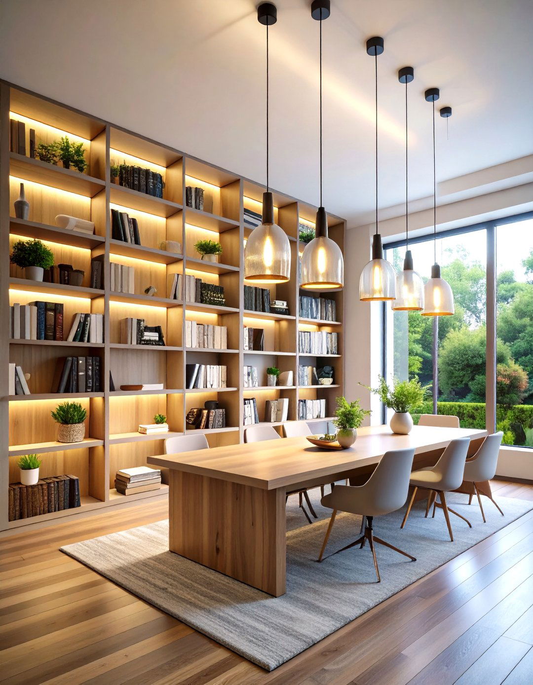 Pendant Light Bookshelf Lighting - 20 Bookshelf Lighting Ideas