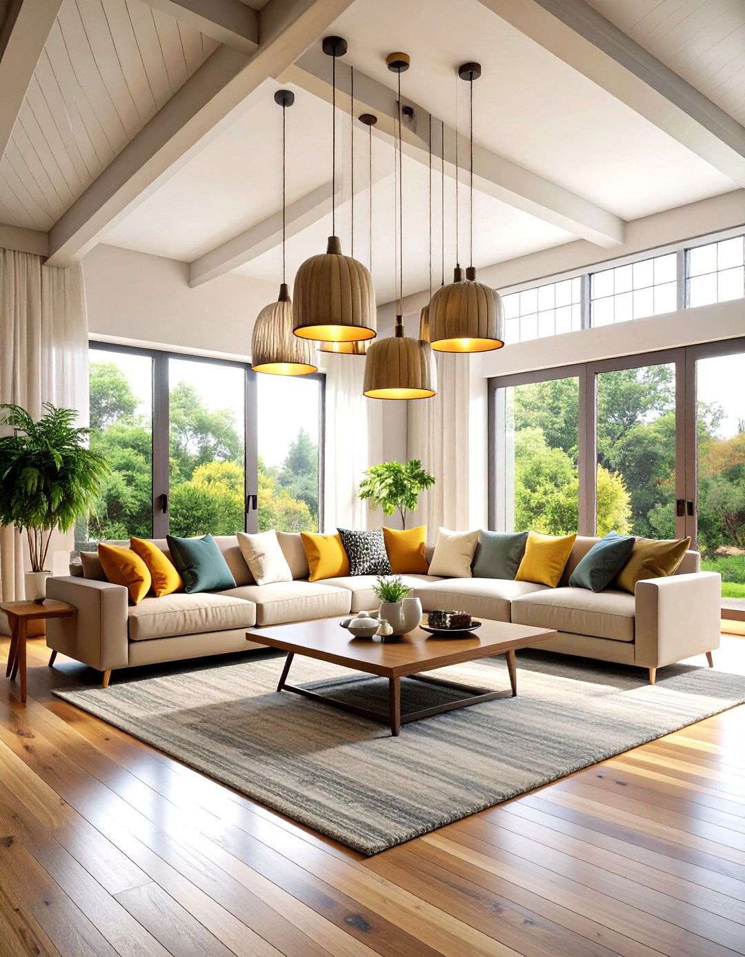 Pendant Light Cluster Open Concept Vaulted Ceiling Living Room - 20 Open Concept Vaulted Ceiling Living Room Ideas