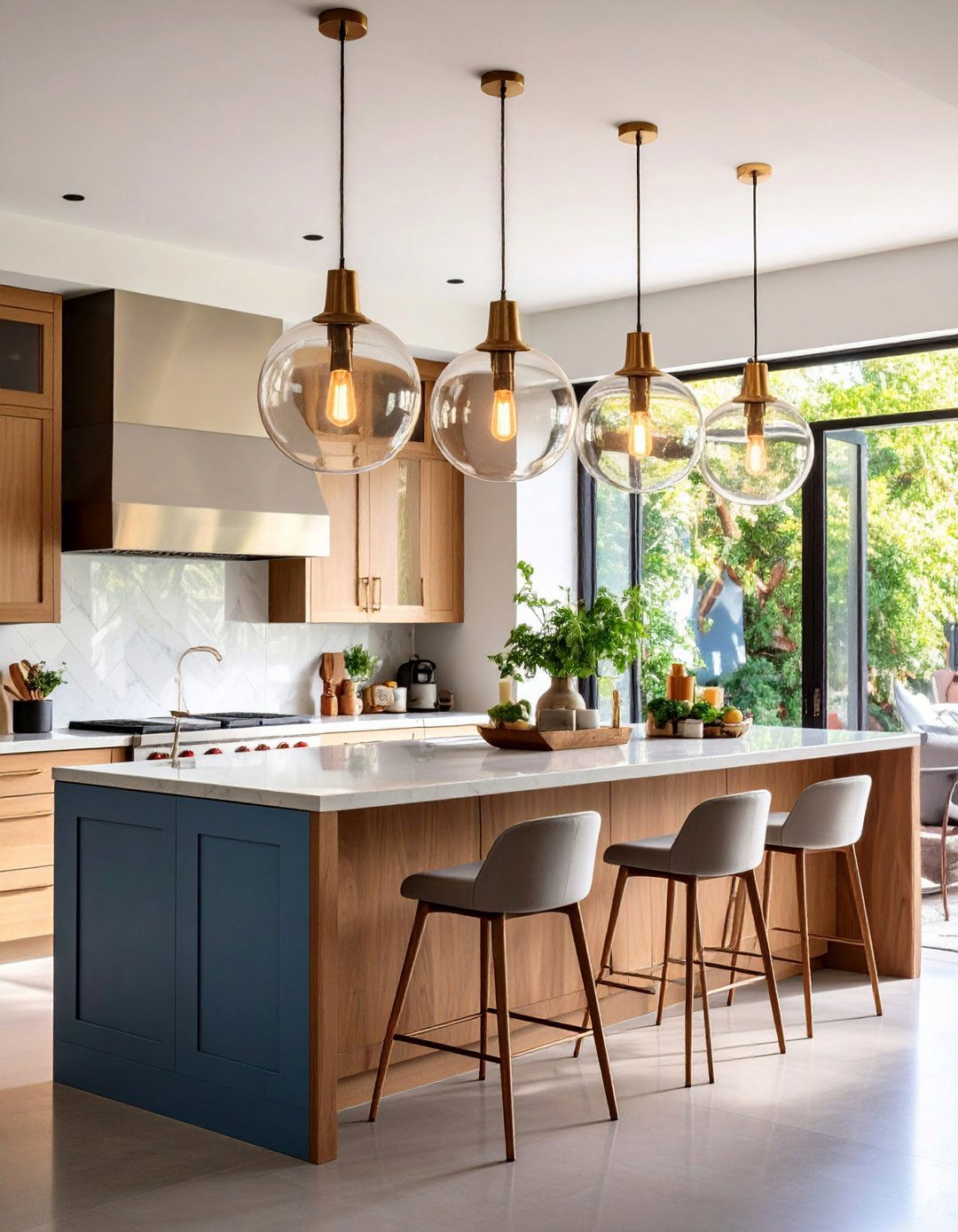 Pendant Lit Breakfast Bar Drama - 20 Breakfast Bar Ideas