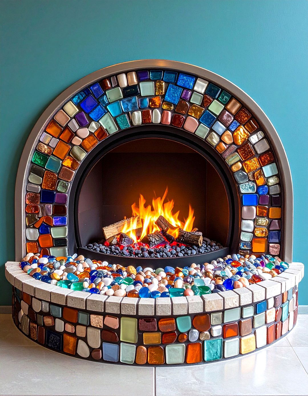 Penny Round Fireplace Hearth Playfulness - 20 Fireplace Tile Ideas