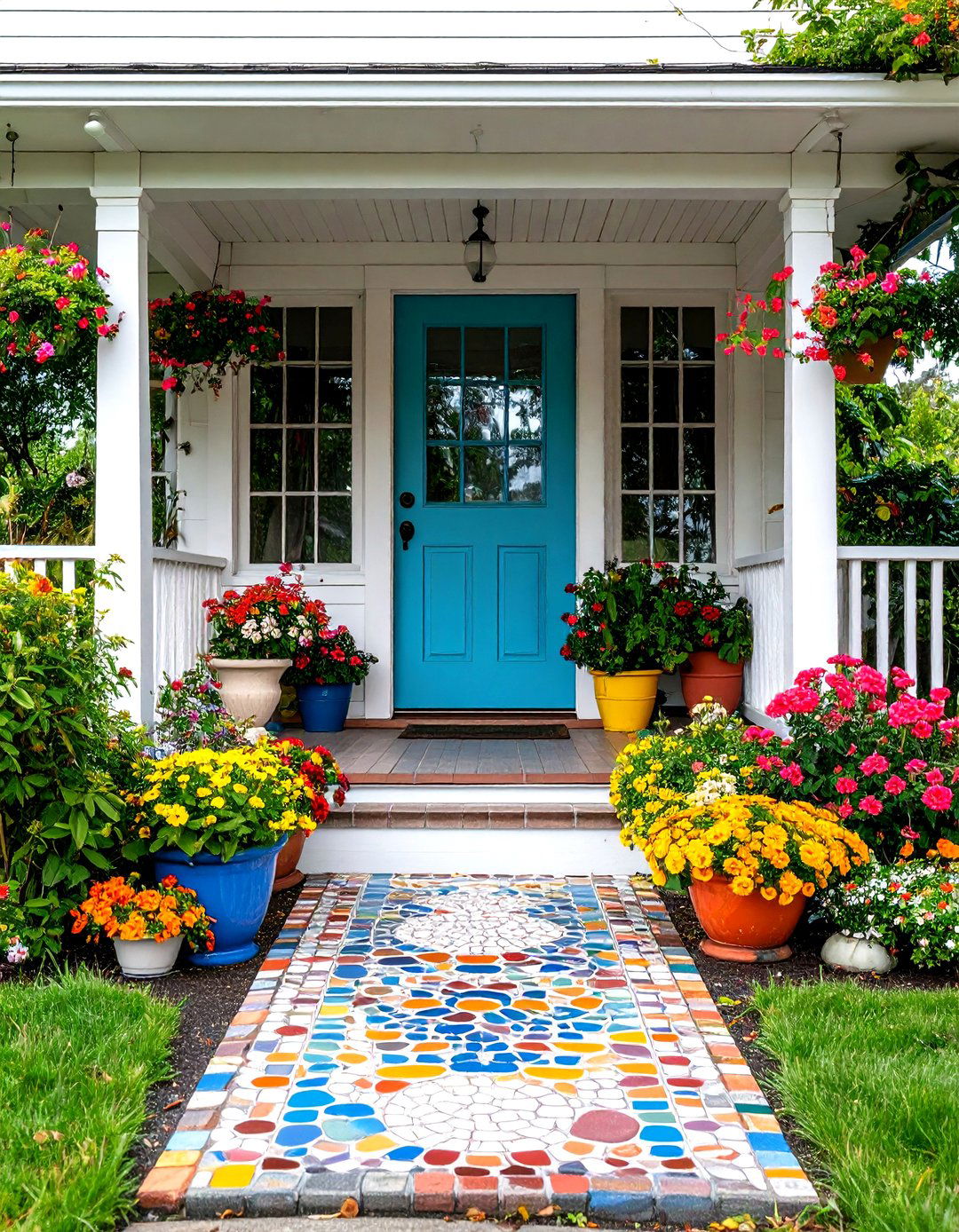 Penny Round Front Porch Tile Retro Pop - 20 Front Porch Tile Ideas