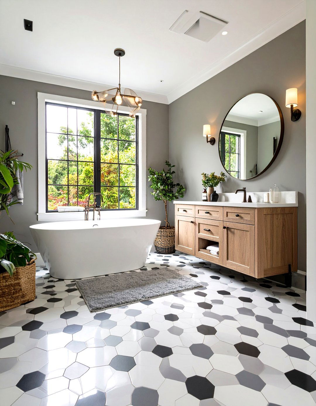 Penny Round Hexagon Tiles for Vintage Charm - 20 Hexagon Tiles Ideas for Bathrooms
