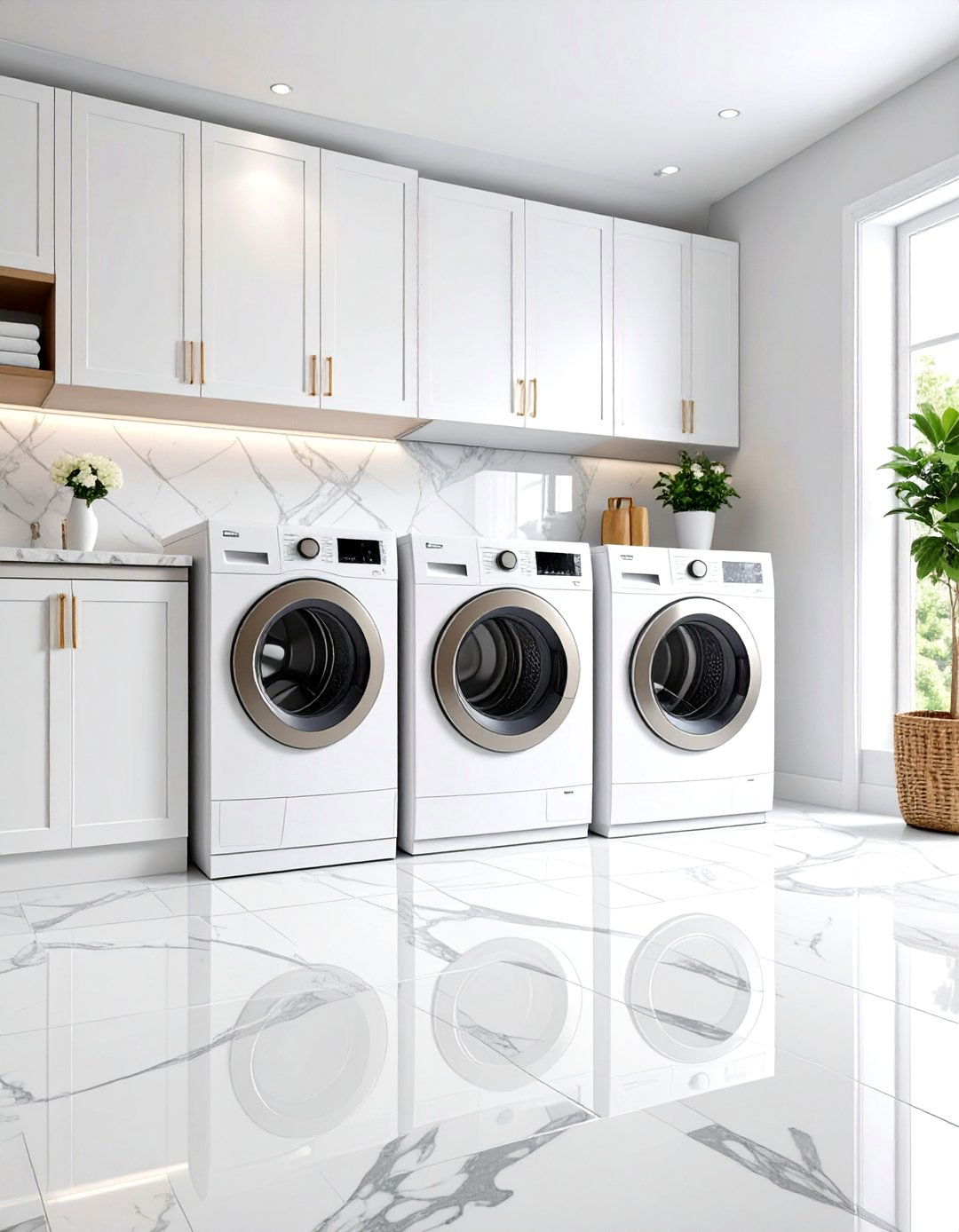 Penny Round Mosaic Laundry Room Floor with Vintage Character - 20 Laundry Room Floor Ideas