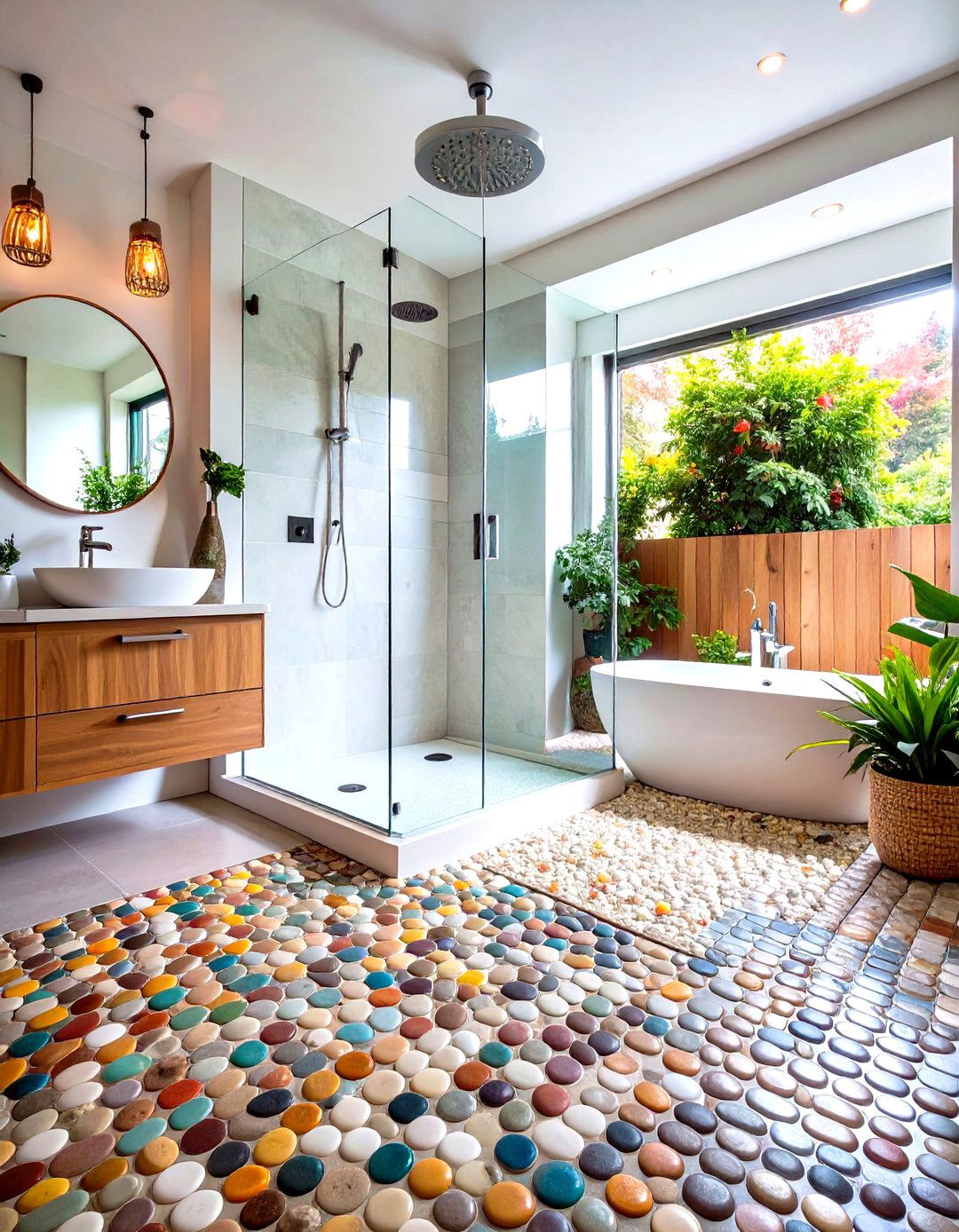 Penny Round Tiles - 20 Walk-in Shower Tile Ideas