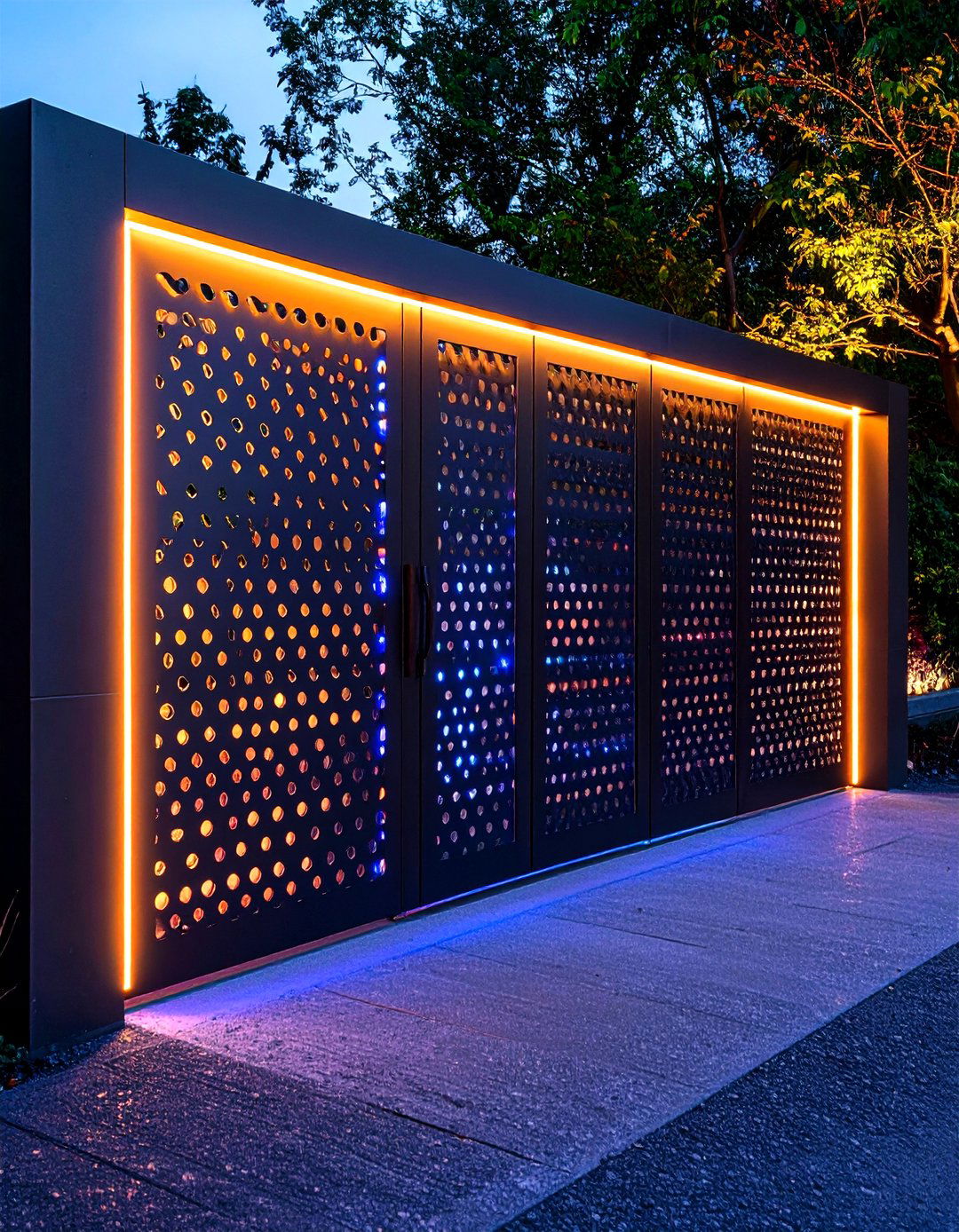 Perforated Metal Fence Gate for Light and Privacy - 20 Fence Gate Ideas