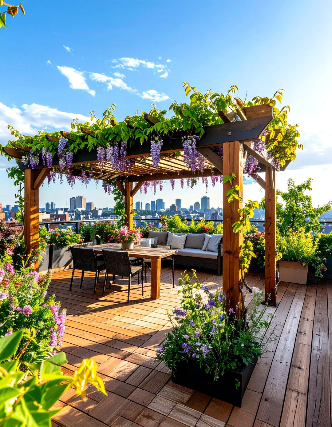 Pergola Climbing Vines in Your Rooftop Garden - 20 Rooftop Garden Ideas