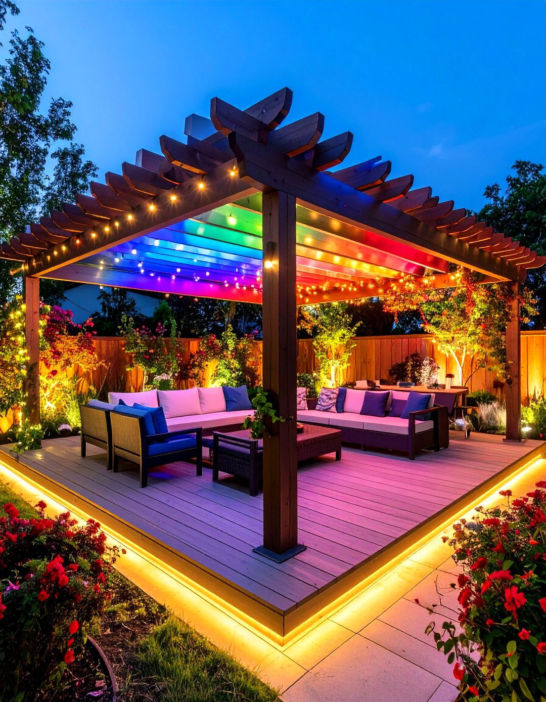 Pergola Color Changing RGB Lighting - 20 Pergola Lighting Ideas