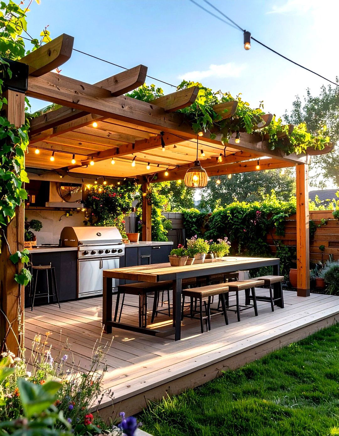 Pergola Cover - 20 Small Outdoor Kitchen Ideas