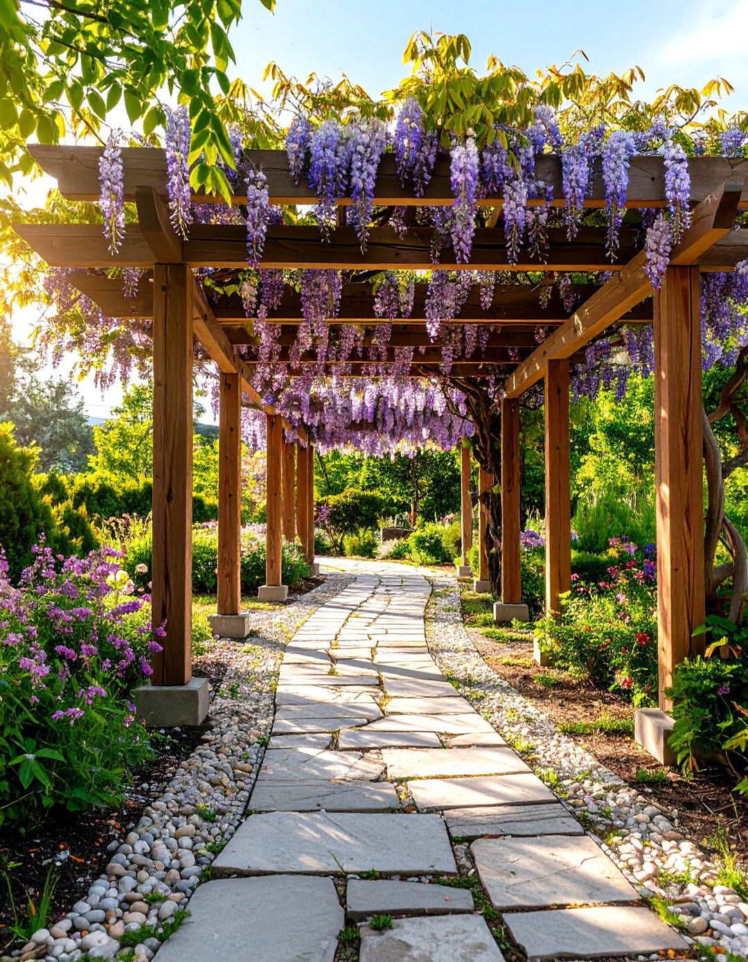 Pergola Covered Curved Walkway for Dappled Shade - 20 Curved Walkway Ideas