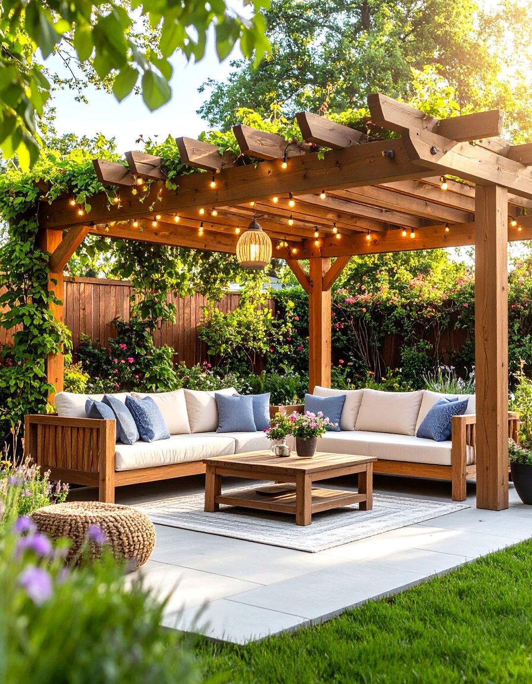 Pergola Covered Outdoor Living Room - 20 Outdoor Living Room Ideas