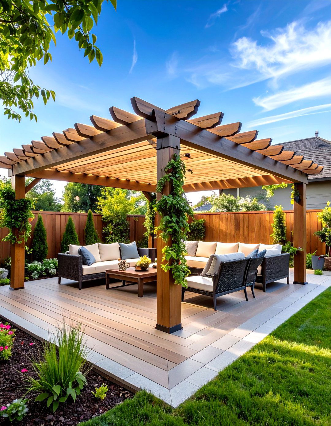 Pergola Covered Patio Deck for Year Round Comfort - 20 Patio Deck Ideas
