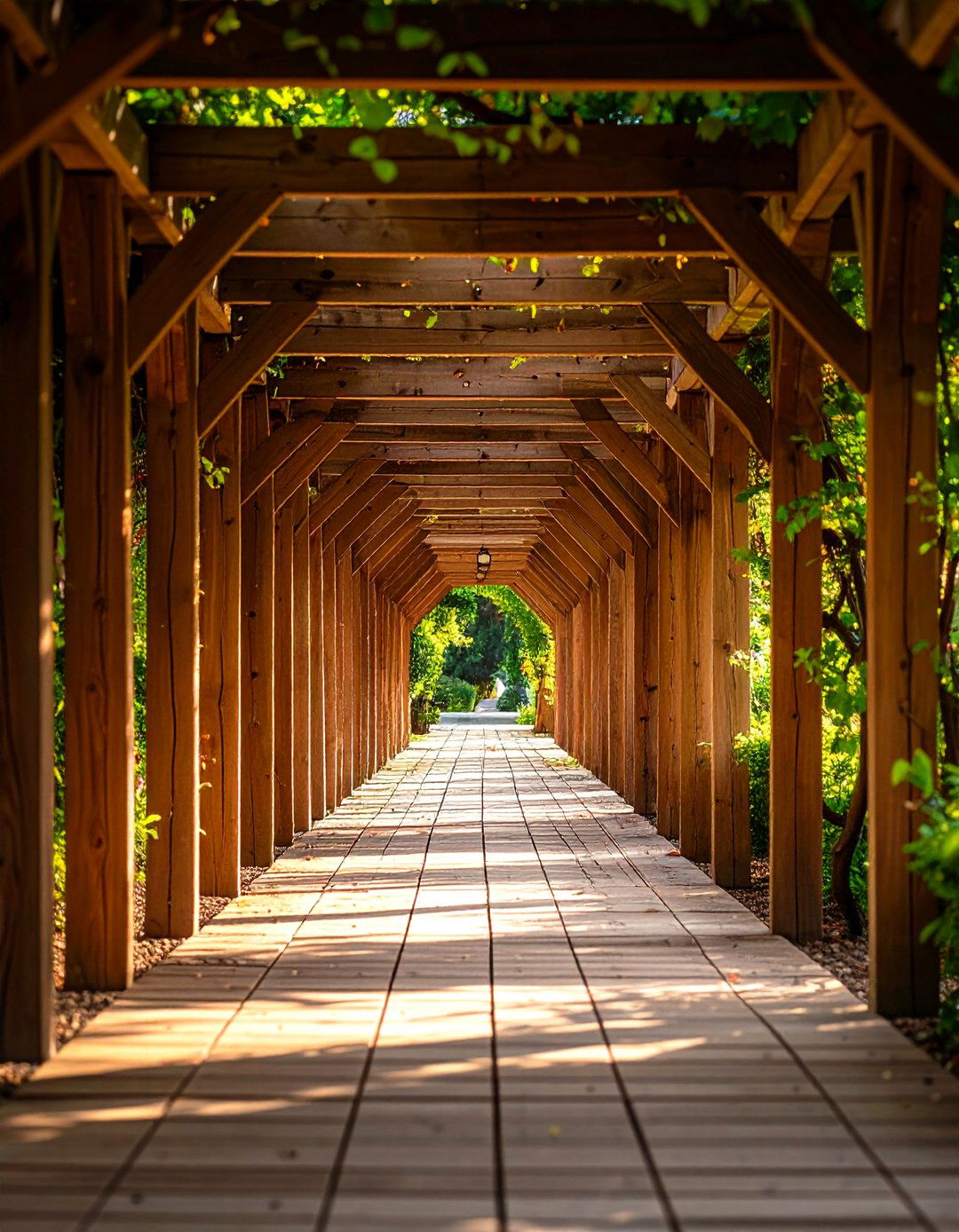 Pergola Covered Wooden Walkway - 20 Wooden Walkway Ideas
