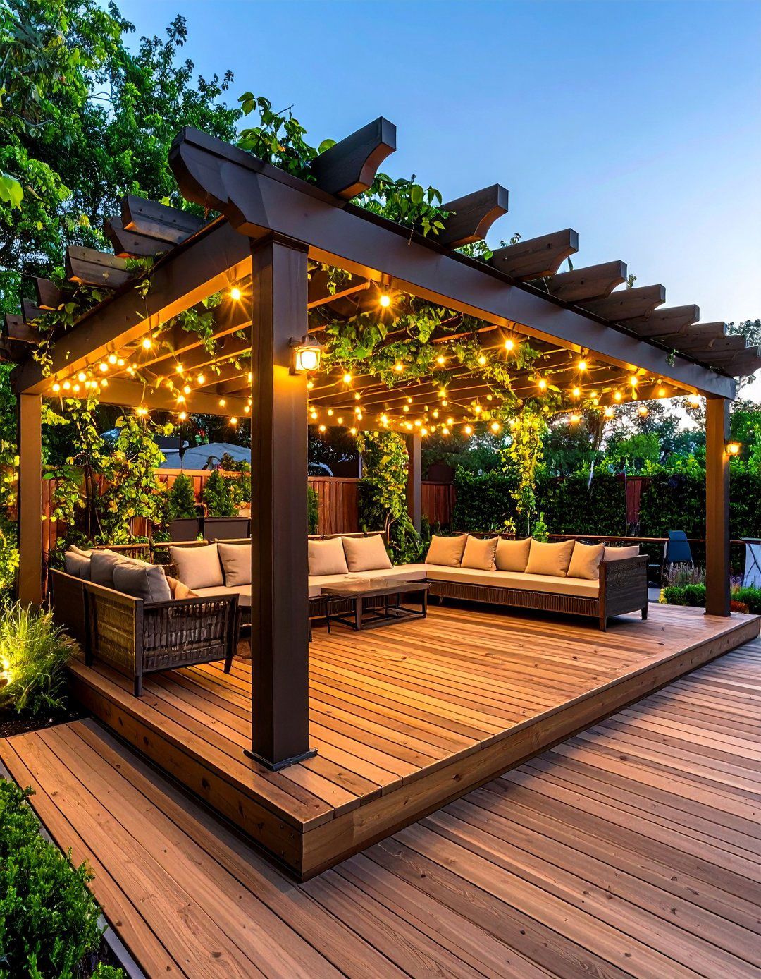 Pergola Crowned Platform Deck for Shade and Style - 20 Platform Deck Ideas