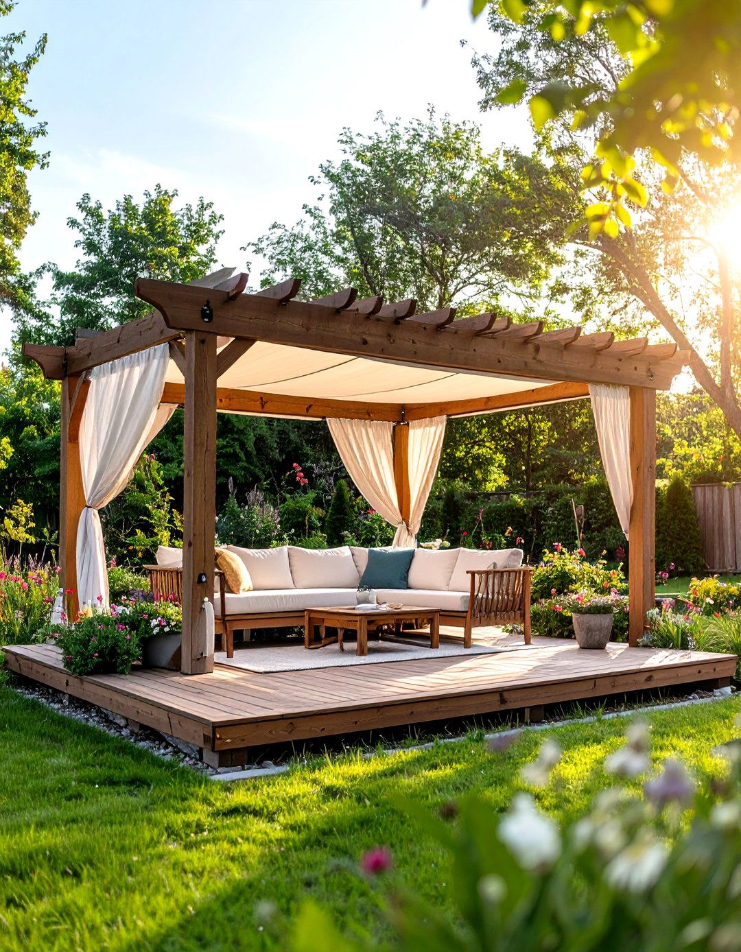 Pergola Deck Awning with Retractable Canopy - 20 Deck Awning Ideas
