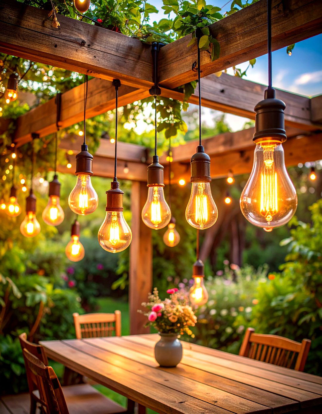 Pergola Edison Bulb Vintage Lighting - 20 Pergola Lighting Ideas