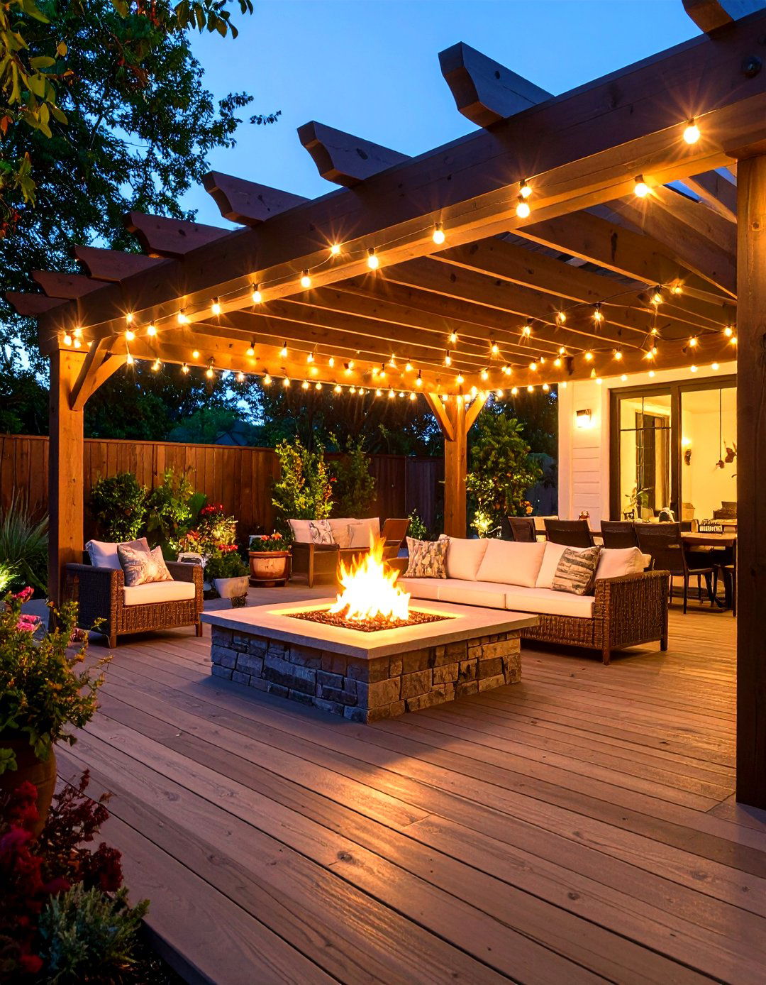 Pergola Fire Feature Lighting Integration - 20 Pergola Lighting Ideas