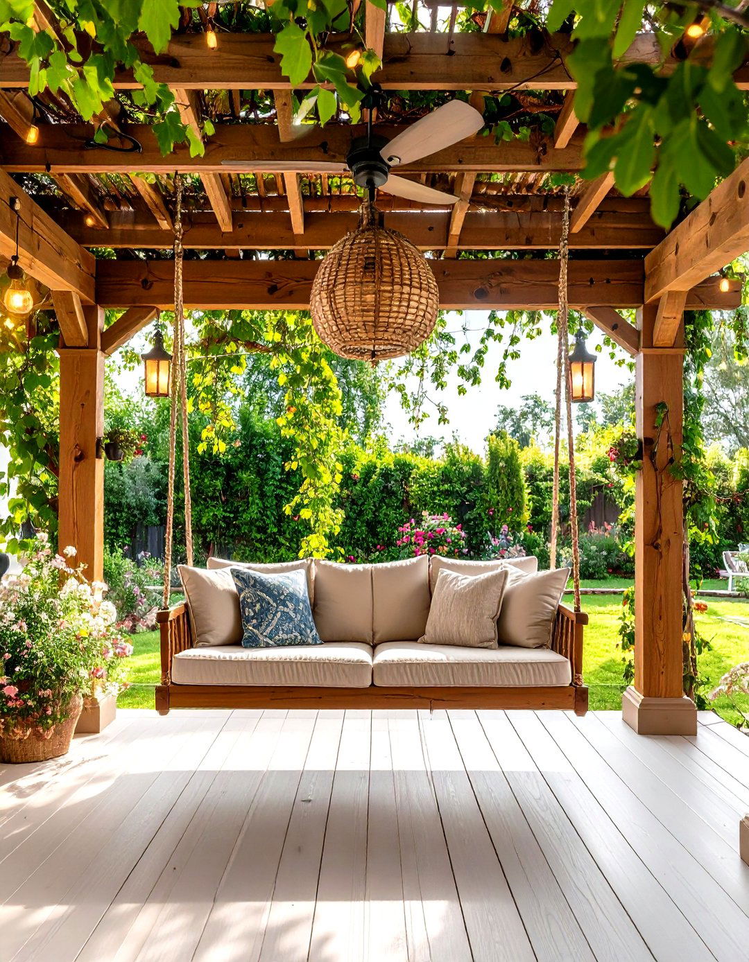 Pergola Frame Front Porch Swing - 20 Front Porch Swing Ideas