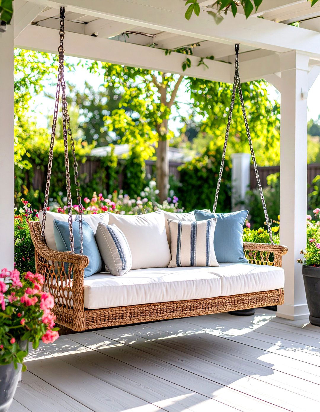 Pergola Framed Bench - 20 Built-in Deck Bench Ideas and Designs